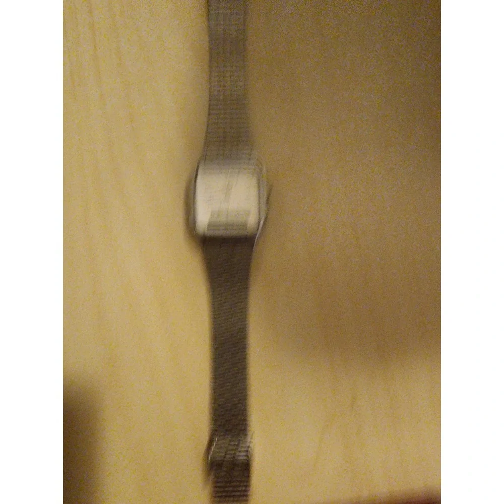 Vintage Casio AQ-321 Ana-Digi Watch Silver Tone Stainless Steel Square Face